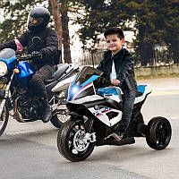 Детский электро мотоцикл двухколесный на аккумуляторе BMW JT5008 для детей 3-8 лет белый