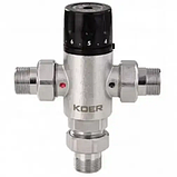 Триходовий змішувальний клапан ∅ 3/4" термостатичний з накидними гайками KOER, фото 2