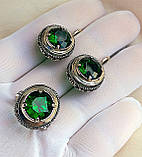 Масивний срібний комплект кільце сережки, фото 3