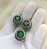 Масивний срібний комплект кільце сережки, фото 5