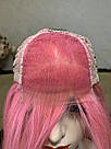 Натуральна рожева перука. Каре з яскраво-рожевим волоссям, фото 5