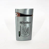 Турбо зажигалка, карманная зажигалка "Ukraine" 325. Цвет: серебряный