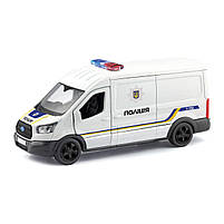 Іграшкова машинка металева Ford Transit Van Поліція, біла, відкр двері, інерція, 1:32, 5*14*6см (250343U), фото 2
