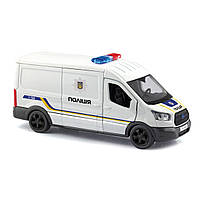 Іграшкова машинка металева Ford Transit Van Поліція, біла, відкр двері, інерція, 1:32, 5*14*6см (250343U), фото 4