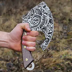 Ніж-крапка кухонний для ребер із гравіюванням, Надійний ніж для м'яса та кісток Сокирка для м'яса/Горіх