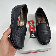 Туфлі жіночі  Doren 20121-000-siah у чорній шкірі на низькому ходу 37, фото 2
