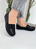 Туфли женские Doren 20126-000-siyah кожаные на низком ходу