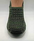 Чоловічі в'язані домашні тапочки "Темно зелений" 40-41 р, фото 5