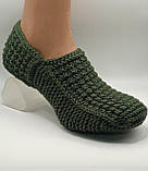 Чоловічі в'язані домашні тапочки "Темно зелений" 40-41 р, фото 3