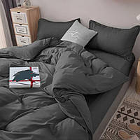 Двуспальный однотонный комплект постельного белья Графитовый темно серый бязь голд люкс Виталина