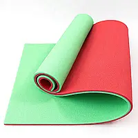 Каремат для йоги, фитнесса и спорта, турестический спортивный каремат 180х60х9 мм Зеленый/Красный