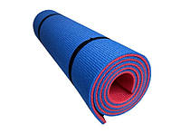 Каремат для йоги, фитнесса и спорта, турестический спортивный каремат 180х60х9 мм Синий/Красный