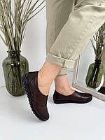Туфли женские  Doren 20206-005-kavhe в коричневой коже на низком ходу