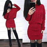 Костюм в'язаний коса светр оверсайз подовжений ззаду та спідниця, фото 3