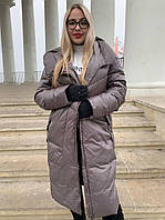 Пуховик пальто женский  Delfy 19-86-30 серый с капюшоном 56