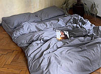 Двуспальный однотонный комплект постельного белья Серый бязь голд люкс Виталина