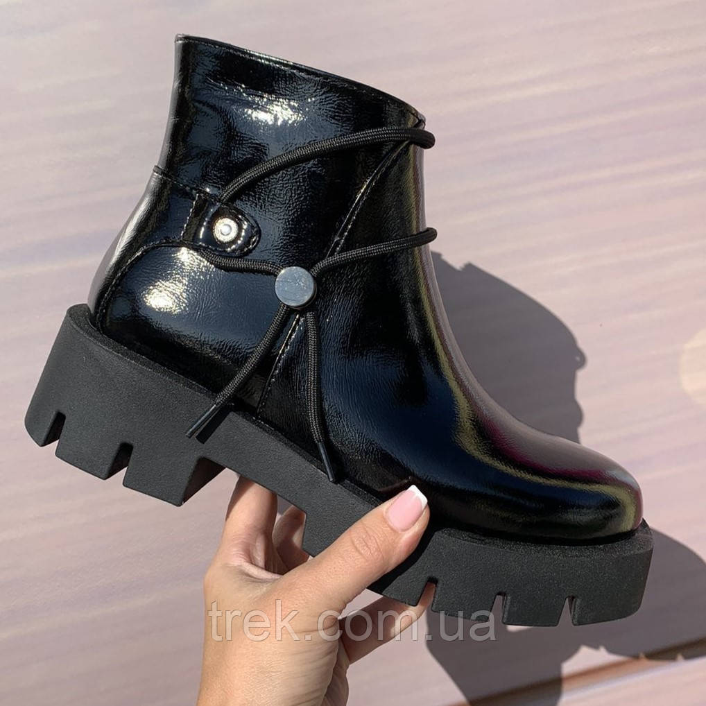 Черевики жіночі шкіряні лакові чорні /23305/ 39р, фото 1
