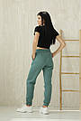 Спортивні штани на флісі жіночі теплі джоггери оливкового кольору, фото 7