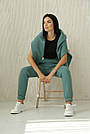 Спортивні штани на флісі жіночі теплі джоггери оливкового кольору, фото 6