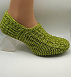 Жіночі в'язані домашні Тапочки "Світлий зелений" 37-38 р, фото 6