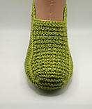 Жіночі в'язані домашні Тапочки "Світлий зелений" 37-38 р, фото 7