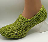 Жіночі в'язані домашні Тапочки "Світлий зелений" 37-38 р, фото 8