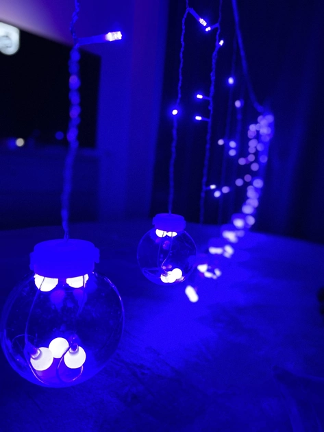 Світлодіодна гірлянда штора Кульки Деко 12 шт LED 3х1 м Синій