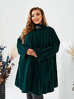 Женское пальто кардиган пончо из натуральной шерсти Альпака Размер 56-70