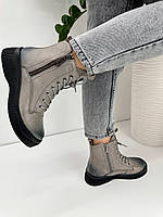 Ботинки женские MeegoComfort F802628-gray серые на шнуровке