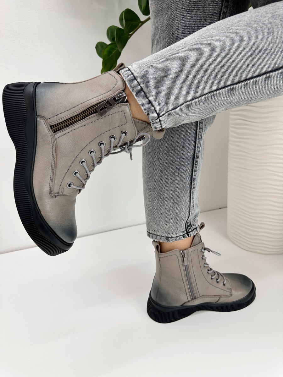 Ботинки женские MeegoComfort F802628-gray серые на шнуровке - фото 1 - id-p1687809731