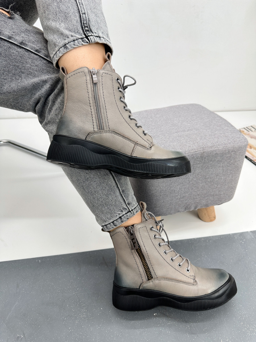 Ботинки женские MeegoComfort F802628-gray серые на шнуровке - фото 3 - id-p1687809731