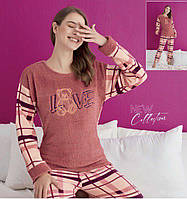 Пижама женская махровая теплая Eliz , домашний комплект кофта и штаны L