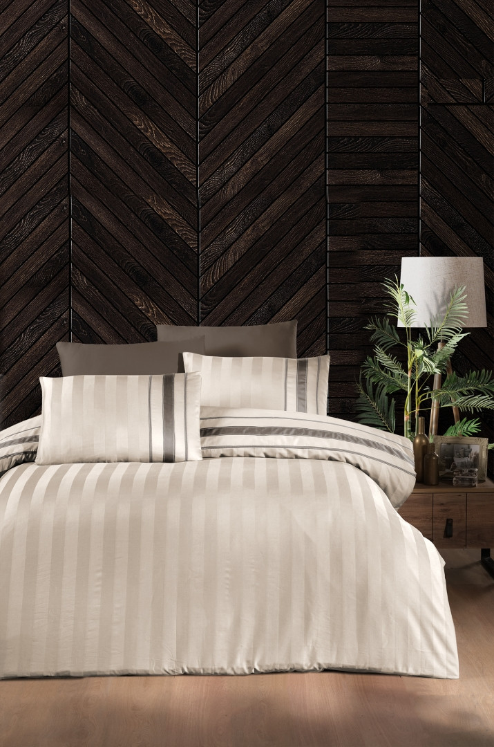 Турецька Постільна Білизна First Choice Deluxe Satin Artwell Champagne 200х220см