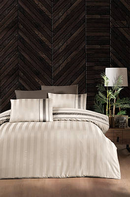 Сімейна Постільна Білизна First Choice  Artwel Champagne Делюкс Сатин 160х220см (2 шт)