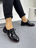 Туфли женские My Classic XK139-459-026A  черные лаковые на шнурках
