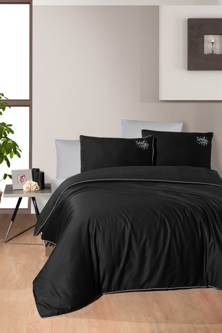 Турецкое Постельное Белье First Choice Deluxe Satin Timeless Black 200х220см