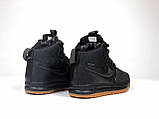 Чоловічі зимові кросівки Nike Lunar Force 1 Duckboot шкіряні повсякденні на хутрі чорні коричневі, фото 5
