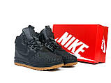 Чоловічі зимові кросівки Nike Lunar Force 1 Duckboot шкіряні повсякденні на хутрі чорні коричневі, фото 3