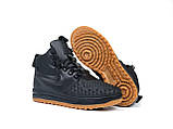 Чоловічі зимові кросівки Nike Lunar Force 1 Duckboot шкіряні повсякденні на хутрі чорні коричневі, фото 6
