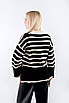 Джемпер жіночий в смужку з розрізами чорно-білий 62004 ONE SIZE (2000000115610), фото 2