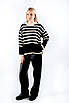 Джемпер жіночий в смужку з розрізами чорно-білий 62004 ONE SIZE (2000000115610), фото 4