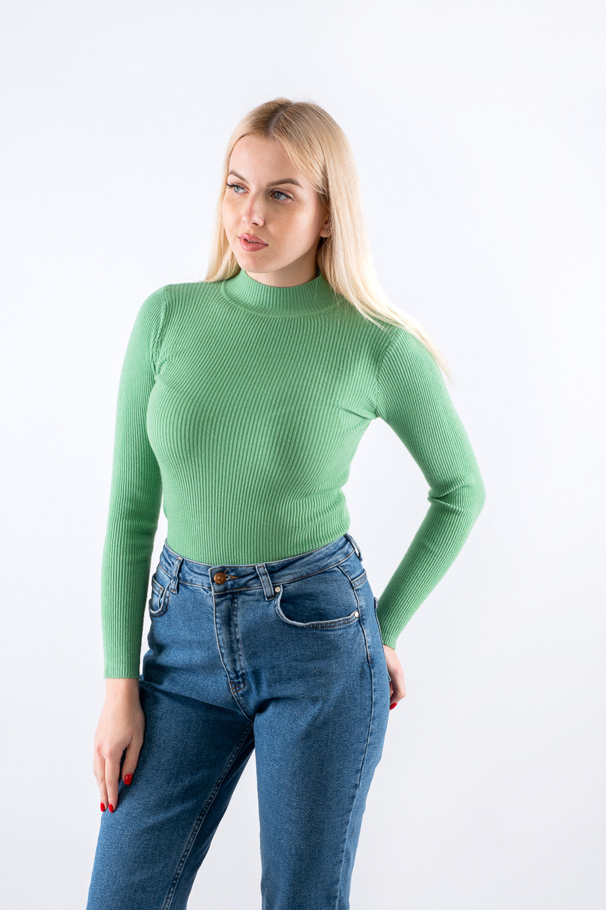 Гольф в рубчик з горловиною стійка зелений 61014 ONE SIZE (2000000117607), фото 1