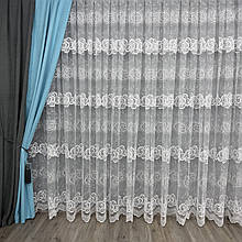 Шикарний фатиновий тюль з густою вишивкой №24002 білий