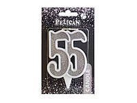 Свічка ювілейна 55 СРІБЛО 7см. ТМ PELICAN Solmir