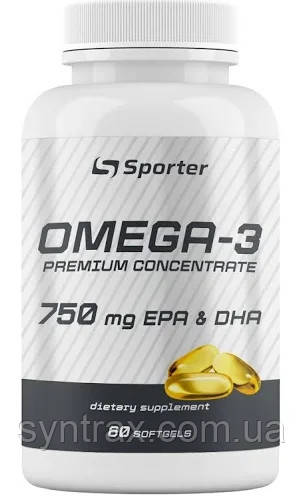 Sporter Omega 3, 750 mg, 60 softgels, омега 3