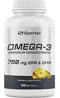 Sporter Omega 3, 750 mg, 60 softgels, омега 3