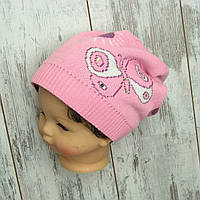 50-54 2-6 лет детская весенняя осенняя вязаная шапочка осень весна тянется 4625 Розовый
