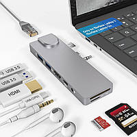 Док-станція для Surface Laptop 5. 4K HDMI+1000M Ethernet+Type-C PD 60 Вт+2 USB 3.0+слот для карти SD