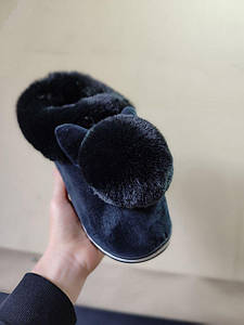 Короткі уггі автоледі з вухами хутряні низькі дутики зимові теплі сірі