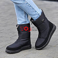 Дутики женские зимние черные сапоги на молнии (Код: Л3287)